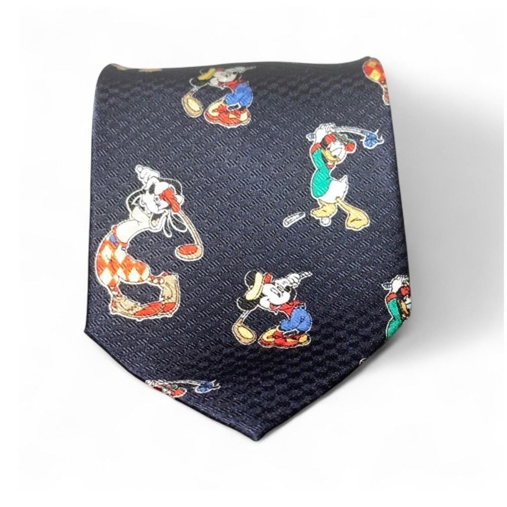 Disney Mickey Unlimited Mens Silk Tie Navy Blue‎ Cartoon Characters Golf